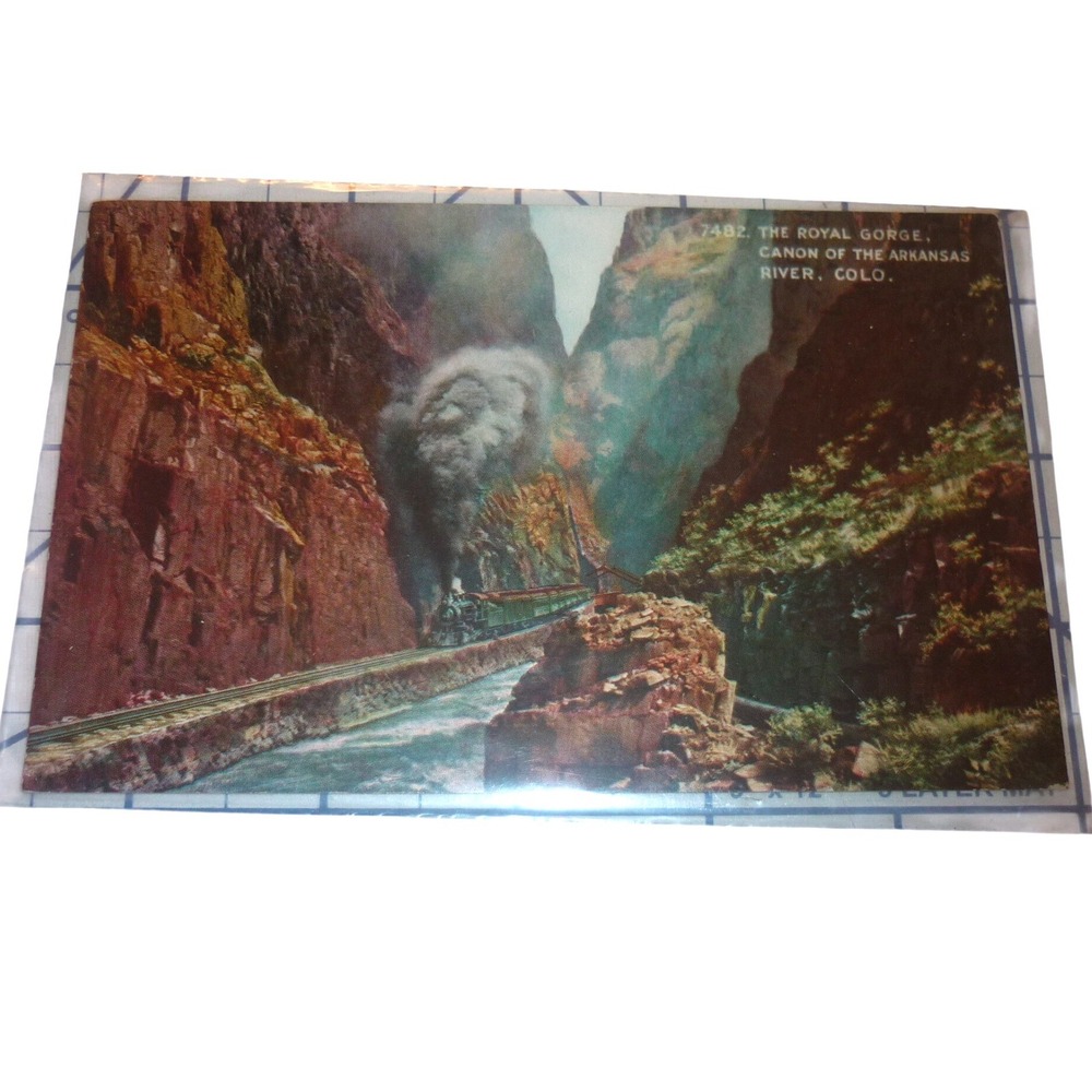 Vintage Royal Gorge Canon of the Arkansas River Colorado Postcard Train 7482